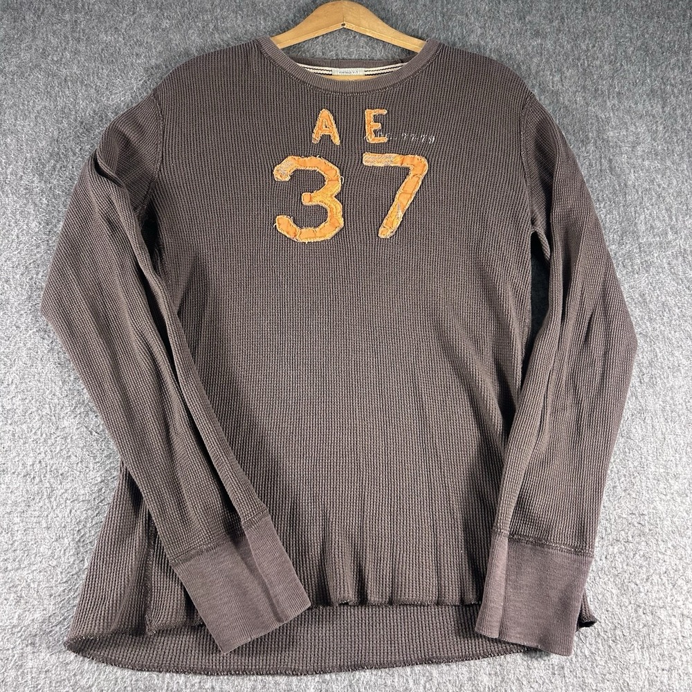 Men's Y2K American Eagle Size M Vintage Fit Grunge Skater Thermal Waffle Knit